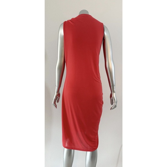 Halston Heritage stretch Dress Cowl Neck Ruched Golden Detail - Picture 14 of 14